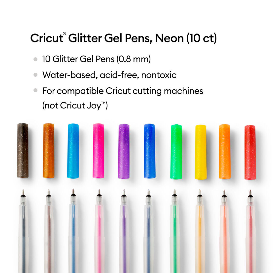 Cricut Rainbow 0.8 mm Glitter Gel Pens 10 Pack